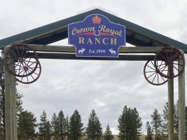 Crown Royal Ranch sign on posts in OR