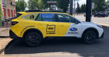 Car with colored decals from Hollywood Sign and Graphics in Gresham, OR
