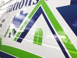 Close up of two color decal